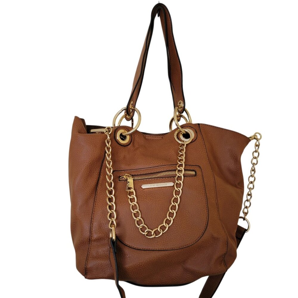 Steve Madden Brown Leather Tote Bag & Removable Pouch